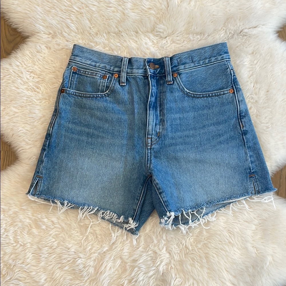 Madewell Blue Jean Shorts High-Waisted Frayed Hem